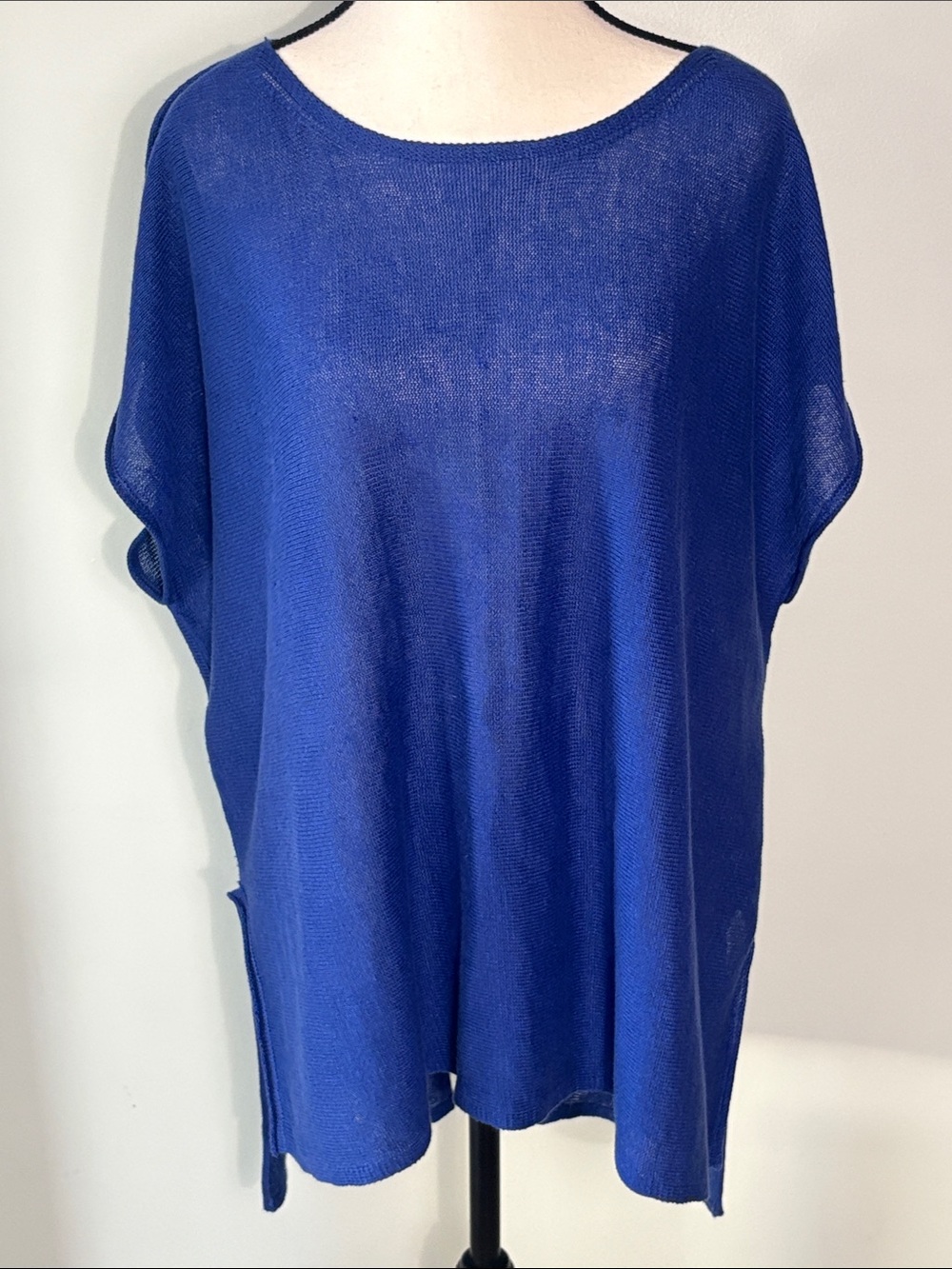Eileen Fisher 100% Organic Linen Adriatic Blue Tunic Sweater. Size—Large.